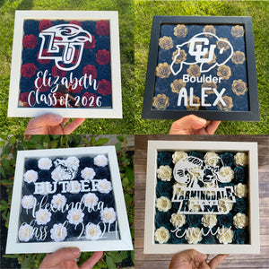 Personalized College Flower Shadow Box| High School Graduation| Decision Day| Graduation