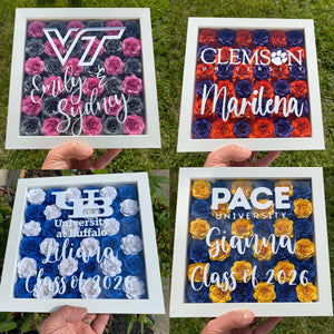 Personalized College Flower Shadow Box| High School Graduation| Decision Day| Graduation