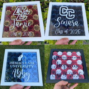 Personalized College Flower Shadow Box| High School Graduation| Decision Day| Graduation