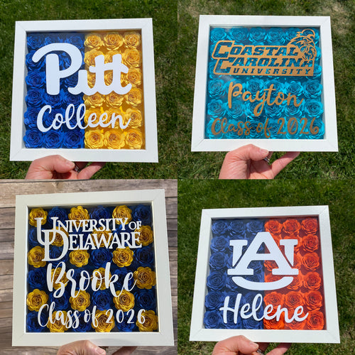 Personalized College Flower Shadow Box| High School Graduation| Decision Day| Graduation