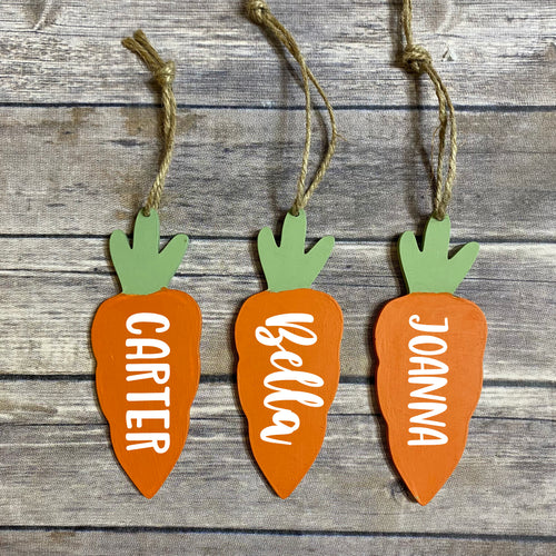 Personalized Wooden Carrot Easter Basket Name Tags