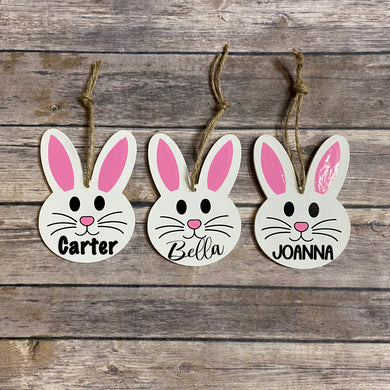 Personalized Wooden Bunny Easter Basket Name Tags