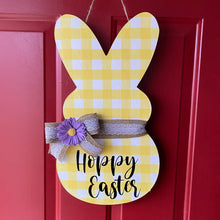 Load image into Gallery viewer, Hoppy Easter Bunny/Peep Yellow Plaid Door Hanger