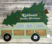 Load image into Gallery viewer, Family Christmas Car with Tree Personalized Door Sign