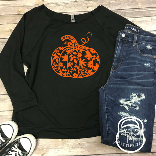 Floral Pumpkin Lightweight Sweatshirt