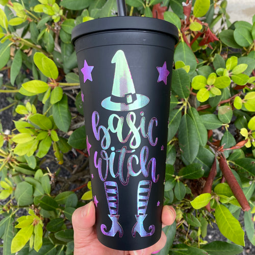 Basic Witch Halloween Black Matte Tumbler