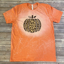 Load image into Gallery viewer, Cheetah Pumpkin Bleach Dye Fall Halloween T Shirt