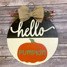 Load image into Gallery viewer, Hello Pumpkin Fall/Halloween Door Sign/Hanger