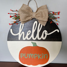 Load image into Gallery viewer, Hello Pumpkin Fall/Halloween Door Sign/Hanger