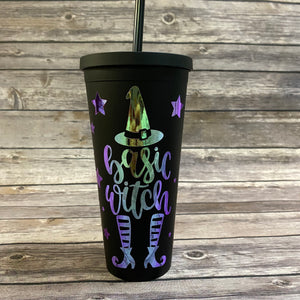 Basic Witch Halloween Black Matte Tumbler