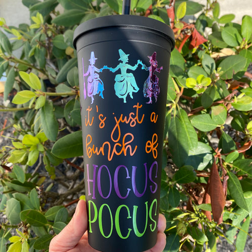 It's Just a Bunch of Hocus Pocus Halloween Black Matte Tumbler