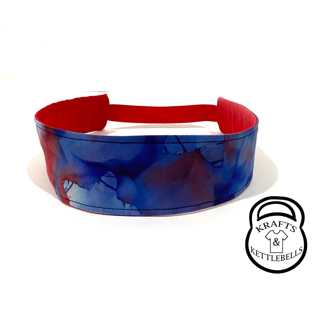 4th of July Womens Headband Red and Blue Tie Dye