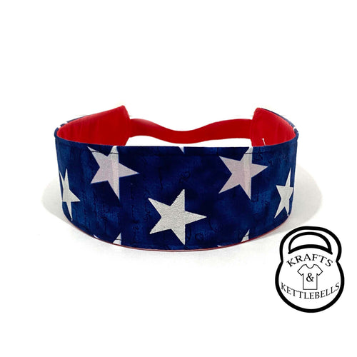 4th of July Womens Headband Blue with Stars