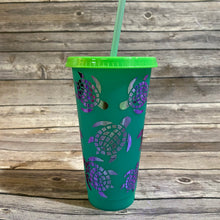 Load image into Gallery viewer, Holographic Sea Turtle Color Changing Cold Cup