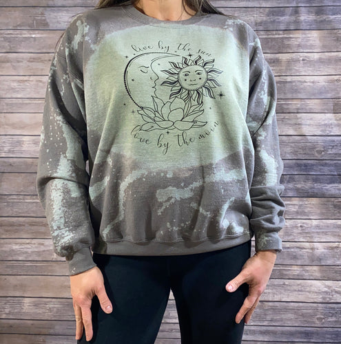Live By The Sun, Love By the Moon Bleach Dyed Sweatshirt