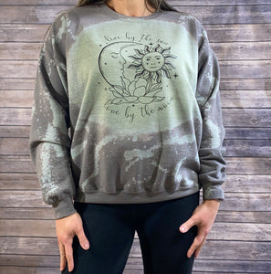 Live By The Sun, Love By the Moon Bleach Dyed Sweatshirt