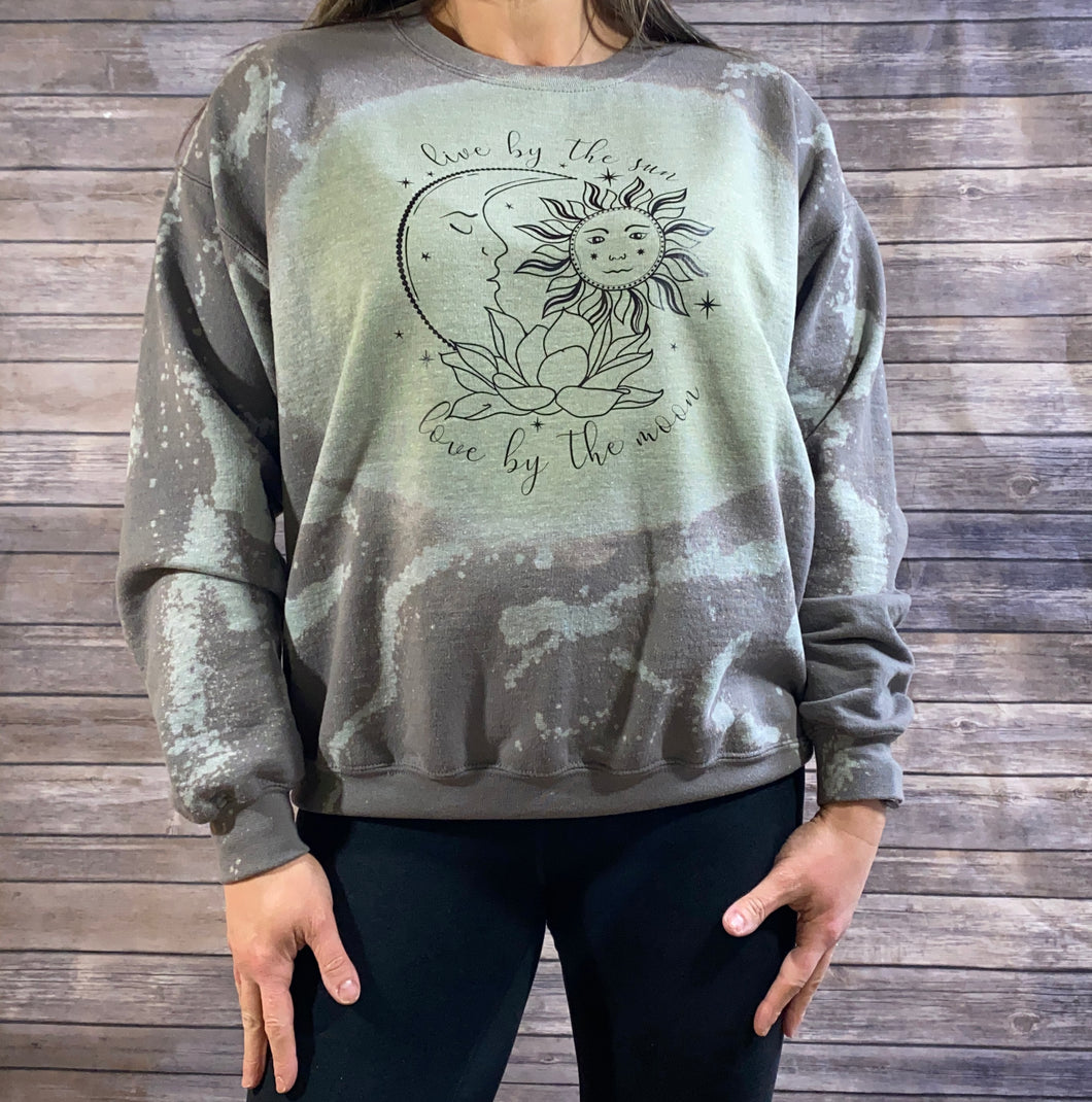 Live By The Sun, Love By the Moon Bleach Dyed Sweatshirt