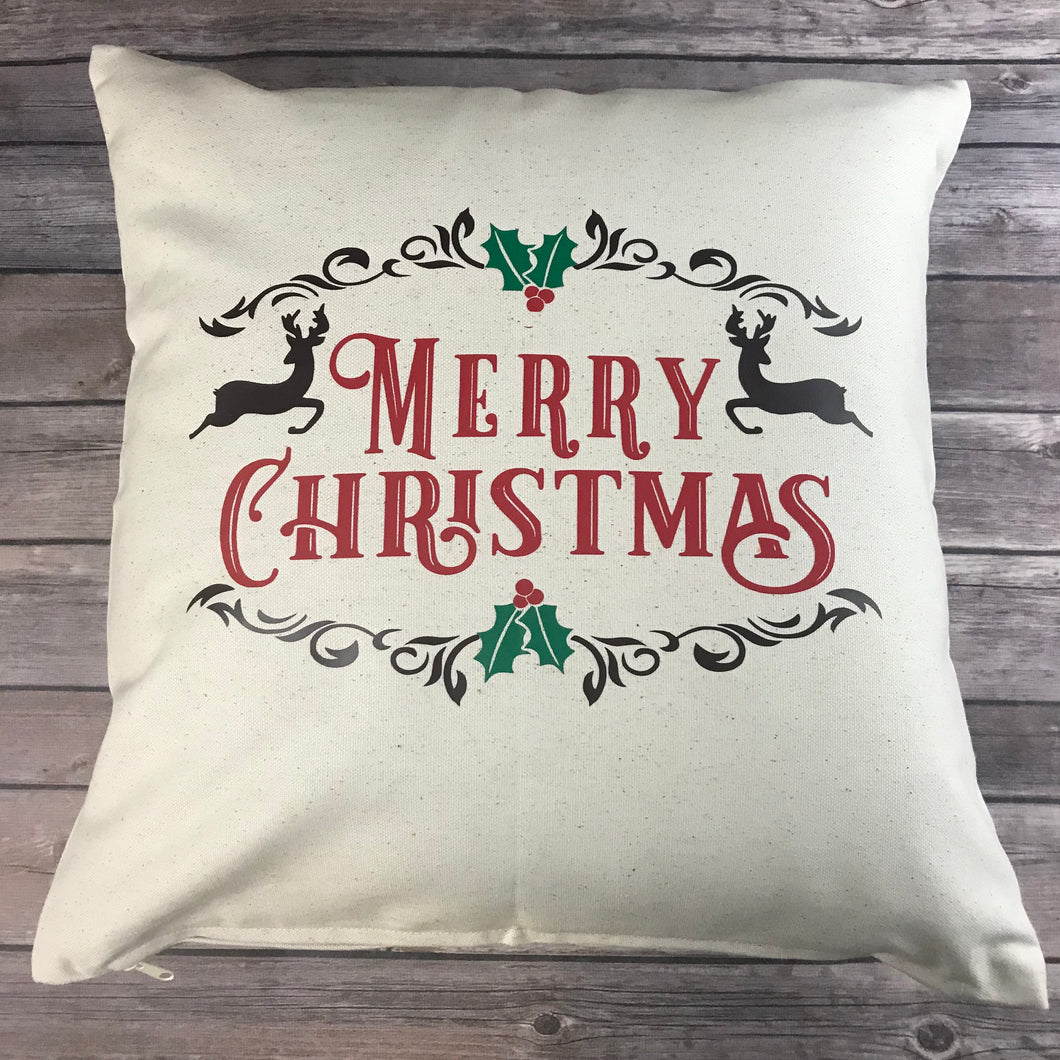 Merry Christmas Holiday Pillow Cover