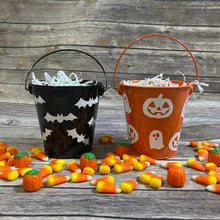 Load image into Gallery viewer, Personalized Halloween Metal Pails with Bats, Ghosts &amp; Jack-O-Lanterns