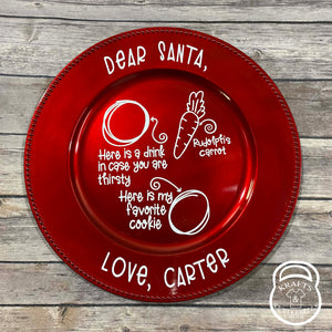 Custom Red Santa's Cookies Plate