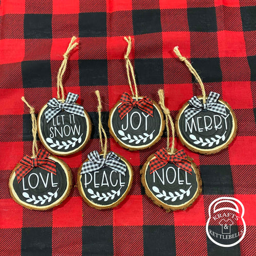 Handmade Wood Slice Ornament Set