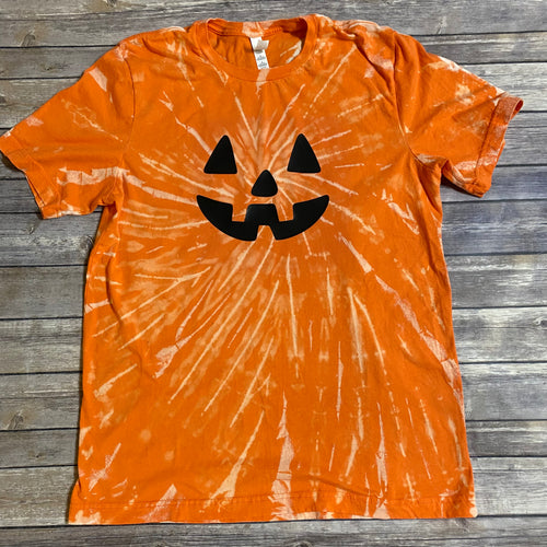 Orange Bleach Dye Jack O'Lantern T Shirt