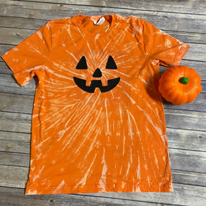 Orange Bleach Dye Jack O'Lantern T Shirt