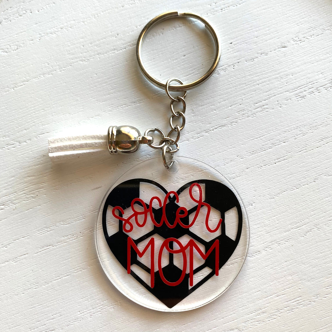 Soccer Mom Heart Soccer Keychain