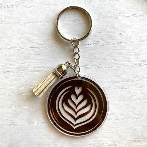 Coffee Lover Latte Art Personalized Keychain