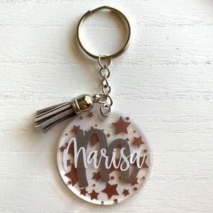 Tiny Stars Initial Personalized Keychain