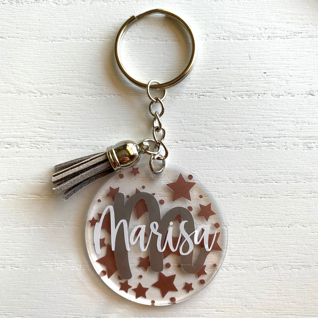 Tiny Stars Initial Personalized Keychain