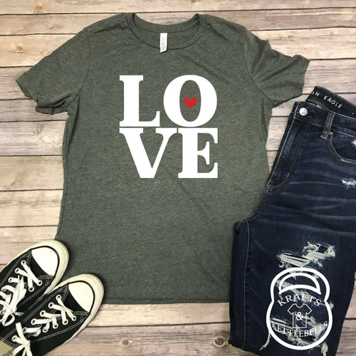 L O V E with Heart Valentine Graphic T