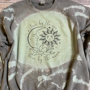 Live By The Sun, Love By the Moon Bleach Dyed Sweatshirt