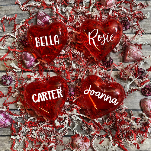 Personalized Valentine's Red Plastic Heart Containers