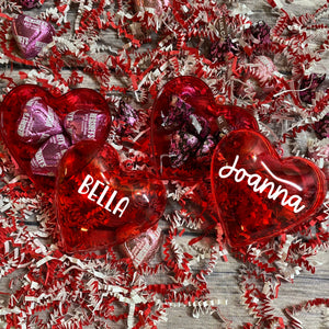 Personalized Valentine's Red Plastic Heart Containers