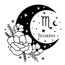 Load image into Gallery viewer, Floral Moon Zodiac/Horoscope Bleach Dye Graphic T