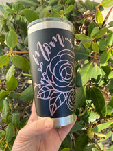 Load image into Gallery viewer, Mom Travel Coffee Mug|Tumbler With Rose Gold Floral Design