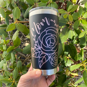 Mom Travel Coffee Mug|Tumbler With Rose Gold Floral Design