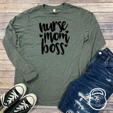 Load image into Gallery viewer, Nurse, Mom, Boss Grey T Shirt