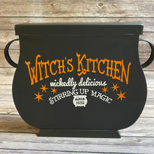 Load image into Gallery viewer, Metal Cauldron Sign Halloween Decor - Witches Kitchen