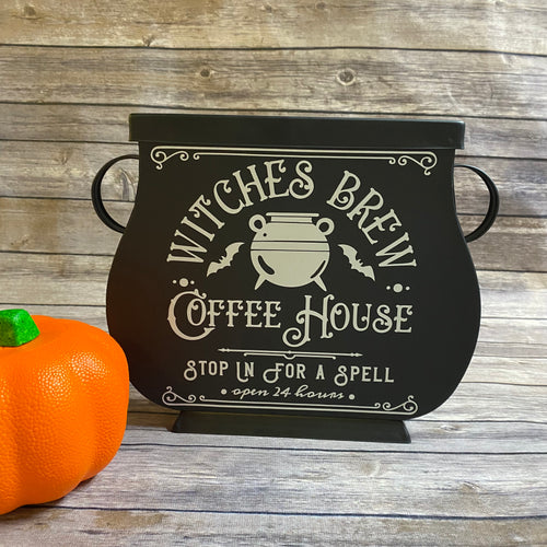 Metal Cauldron Sign Halloween Decor - Witches Brew