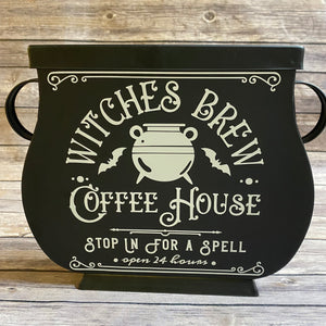 Metal Cauldron Sign Halloween Decor - Witches Brew