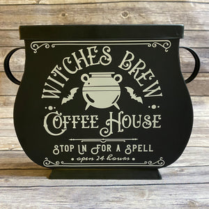 Metal Cauldron Sign Halloween Decor - Witches Brew