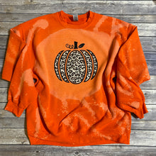 Load image into Gallery viewer, Fall Cheetah Pumpkin Bleach Dye Sweatshirt