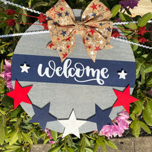 Load image into Gallery viewer, Patriotic/Memorial Day/ 4th of July Themed Welcome Door Sign/Hanger