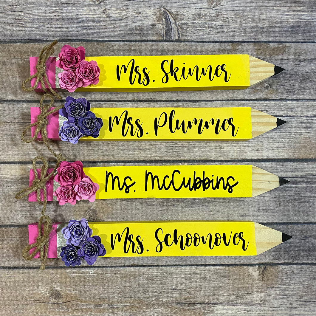 Teacher Appreciation, Gift, Personalized Wood Pencil Desk Sign