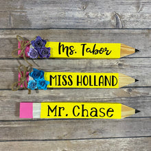 Load image into Gallery viewer, Teacher Appreciation, Gift, Personalized Wood Pencil Desk Sign