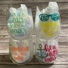 Load image into Gallery viewer, Summer Themed Sayings Plastic Wine Glasses Set of 4