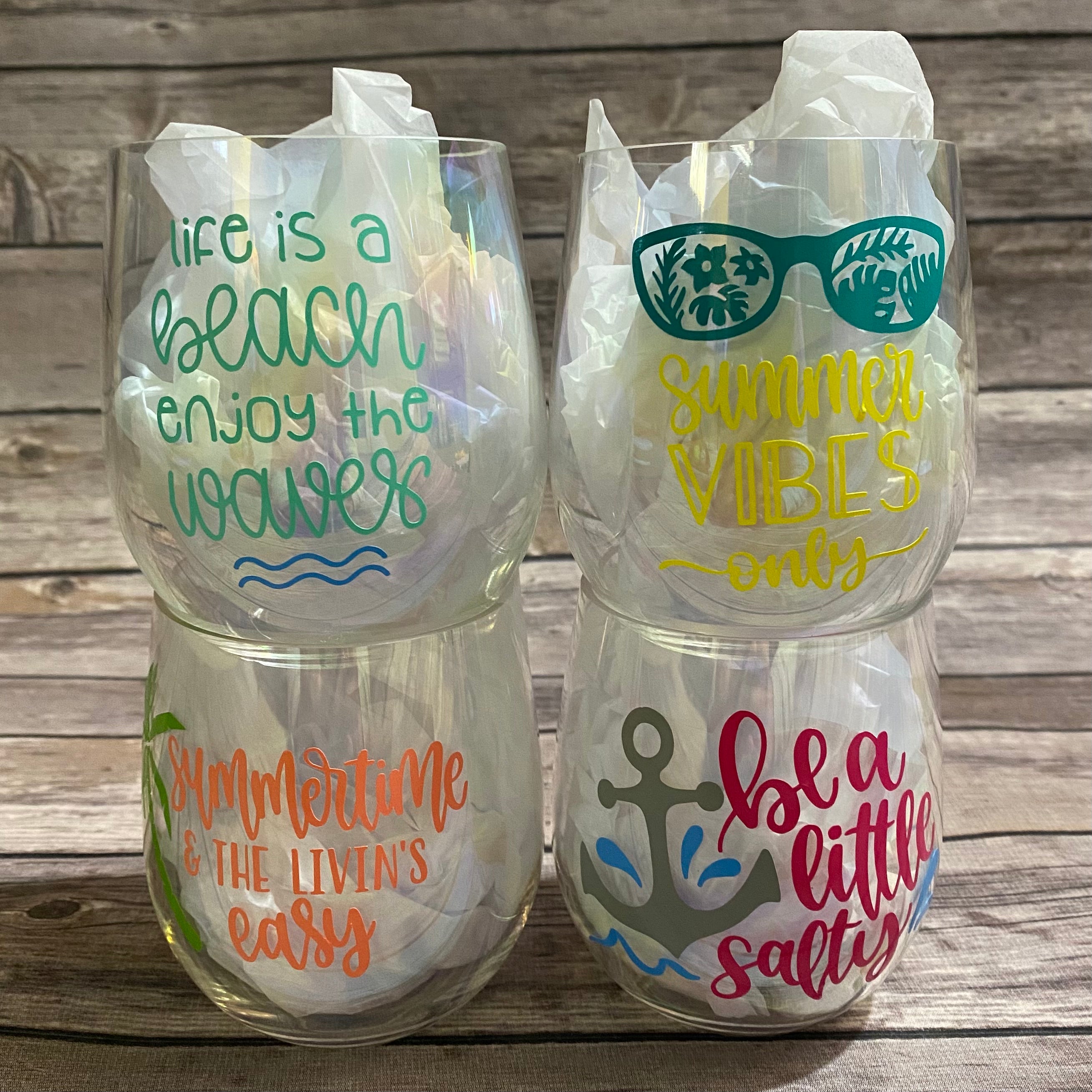 Summer Themed Sayings Plastic Wine Glasses Set of 4 – Krafts & Kettlebells 