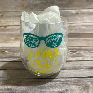 Summer Themed Sayings Plastic Wine Glasses Set of 4